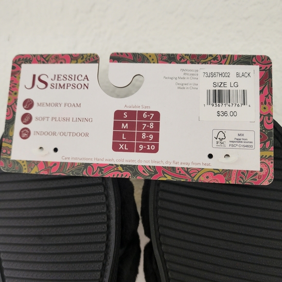 Jessica Simpson Women's Faux Fur Chain Link Embellished Slide Slippers. Size 8-9 - Picture 4 of 7